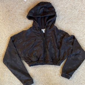 Black crop top hoodie
